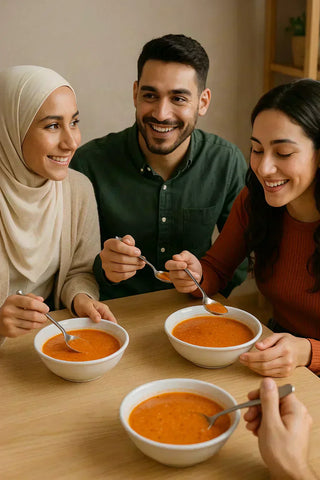 Menschen, die Tarhana-Seife essen
