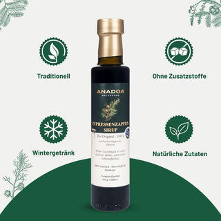 zypressenzapfen sirup - traditionell - ohne zusatzstoffe - wintergetrank - natürliche zutaten